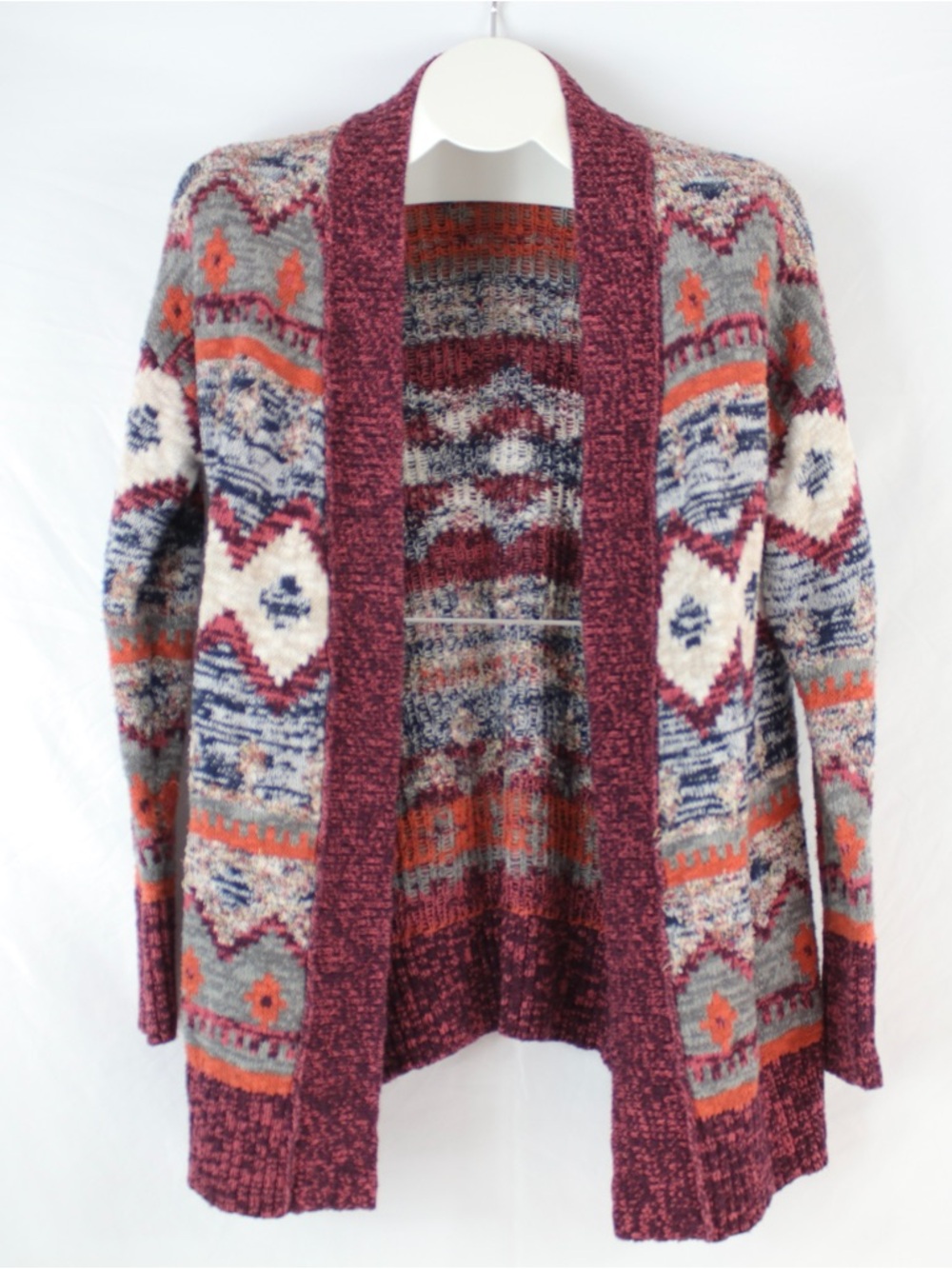 Mossimo Supply Co. Burgundy Multicolor Cardigan Sweater Womens Size L